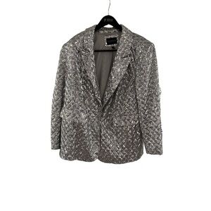 Eloquii Metallic Silver Women's Blazer